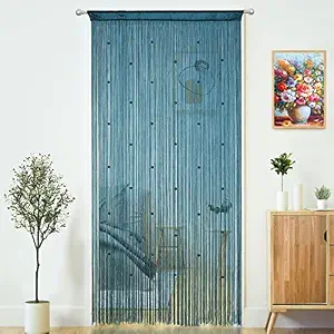 Beaded Door String Curtain for Living Room Home Decorations Room Decor for Teen Girls (Teal Blue 2, 100x280cm)