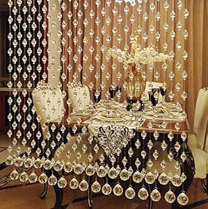 CM 100% Glass Drops, Acrylic Crystal Beads Curtain with 30 mm Glass Drops (7 Feet Height 10 String Suitable for 2.5 to 3 Feet Width) Transparent