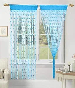 Panipat Textile Hub Net Door Curtain (Sky , 210 cm , 7 ft , 4 x 7 ) - Pack of 2