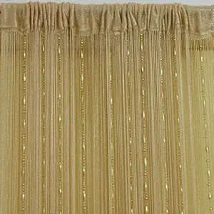 RAMCHA Golden String Curtain with Plastic Chains for Room, Living Area 6.5 Feet (1)