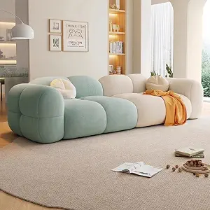 LEGACY OF COMFORT Prith Velvet Cloud Sofa – Premium Cushioned Comfort | Brand-Registered Design | 3 Seater Sofa for Living Room (Teal/Ivory)