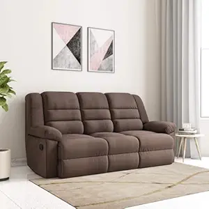 Amazon Brand - Solimo Musca 3 Seater Fabric Recliner (Brown)