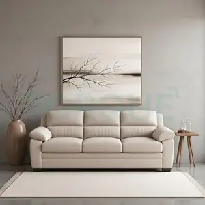 Torque - Jett Luxurious Fabric 3 Seater Sofa for Living Room (Beige) | Wooden 3 Seater Sofa Set Couch for Bedroom Hall | 1 Year Warranty